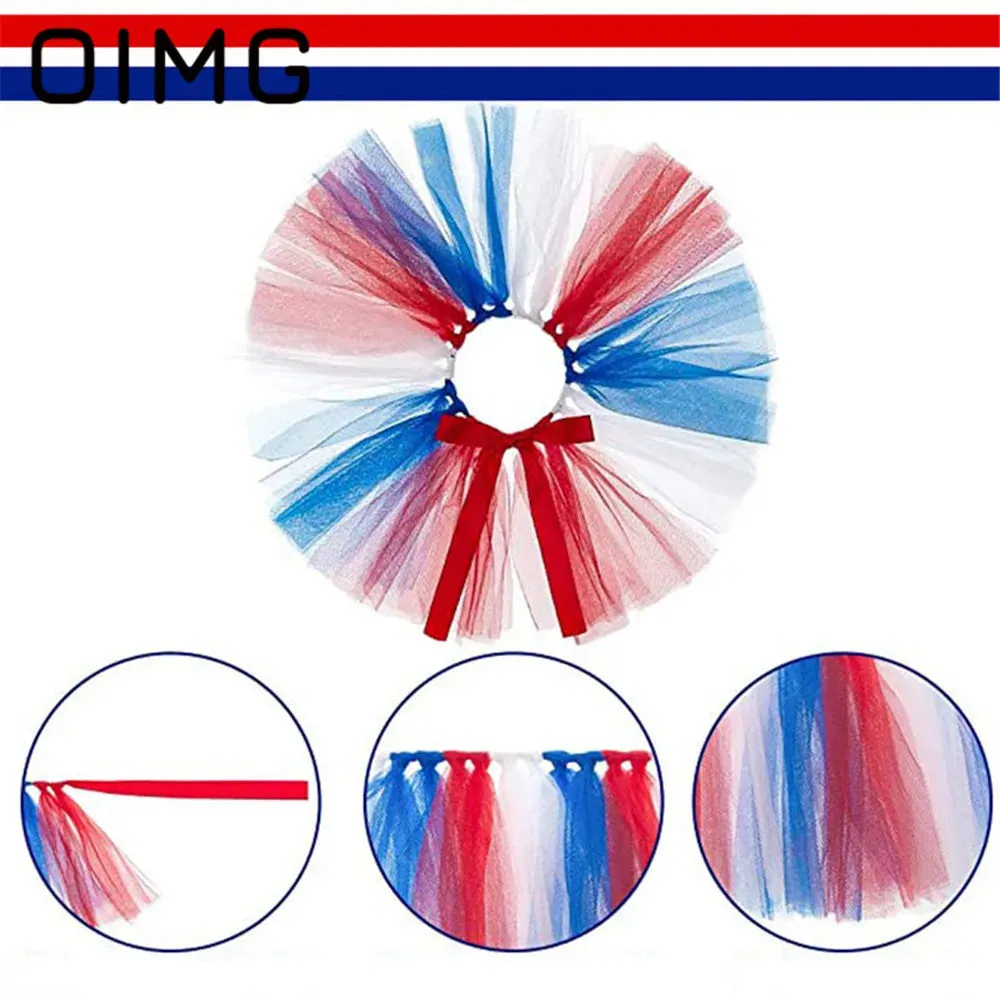 American Independence Day Dog Saliva Towel Pet Cat Mesh Tutu Skirt Puppy Dress Up Party Supplies 2Pc Set Schnauzer Papillon