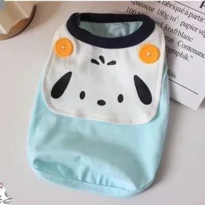 Blue Cotton Dog Vest with Turndown Collar | Costume for Teddy, Bulldog | Spring Summer Cat Clothes