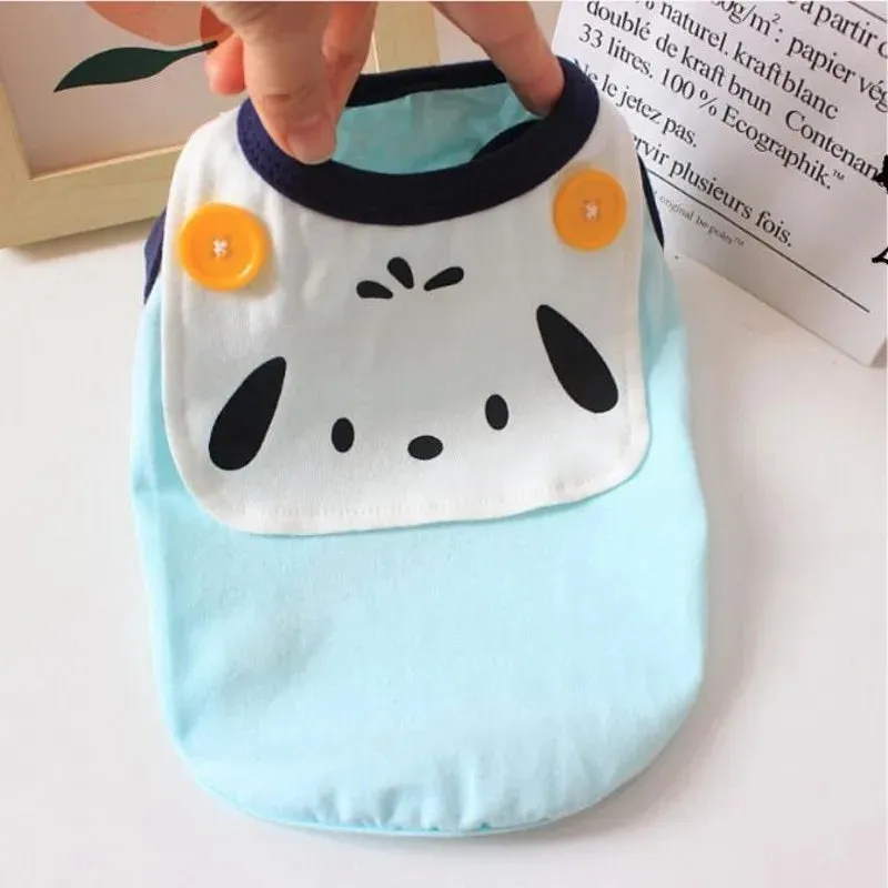 Blue Cotton Dog Vest with Turndown Collar | Costume for Teddy, Bulldog | Spring Summer Cat Clothes