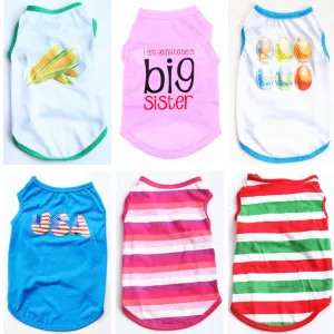 Cute Printed Summer tshirt Dog Clothes Cotton