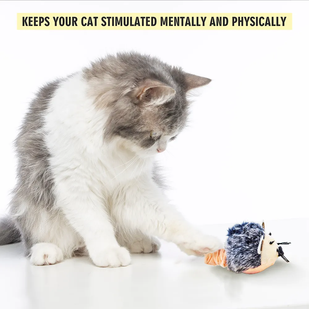 Fofos Pull String & Sound Chip Mouse Shaped Electronic Toy for Cats (Grey)