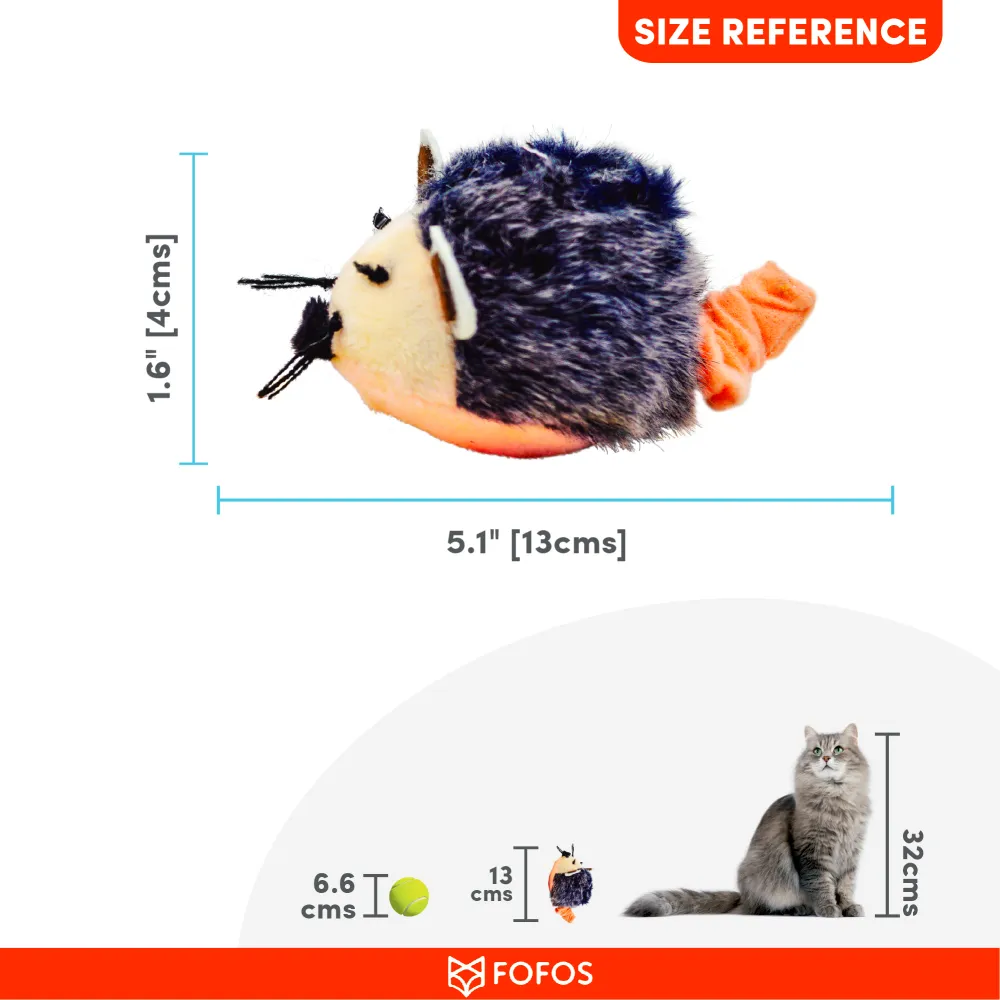 Fofos Pull String & Sound Chip Mouse Shaped Electronic Toy for Cats (Grey)