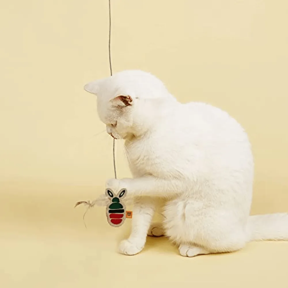 Fofos Scandi Bee with Wooden Stick Toy for Cats