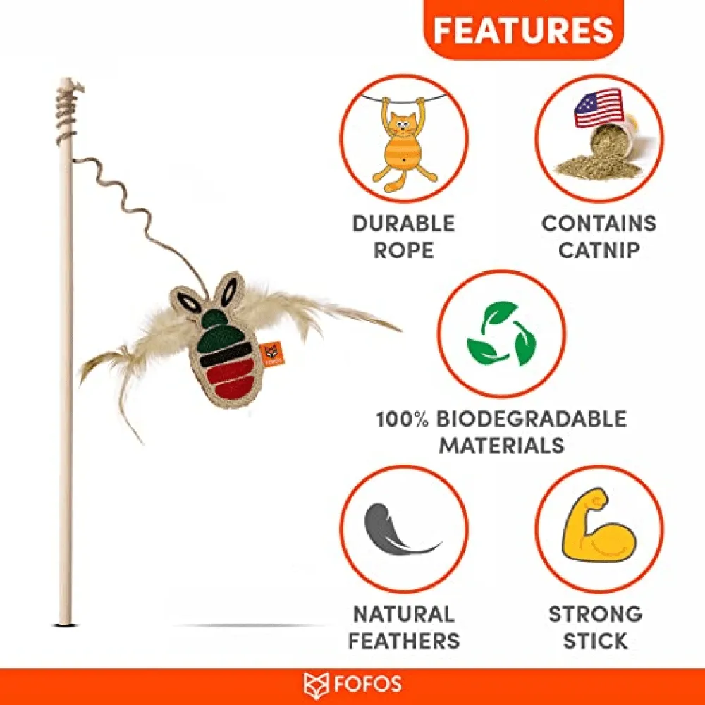 Fofos Scandi Beetle with Wooden Stick Toy for Cats