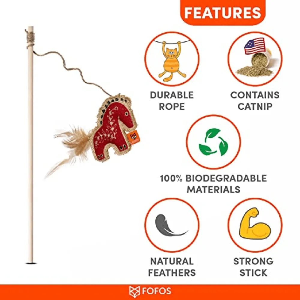 Fofos Scandi Horse with wooden stick Toy for Cats