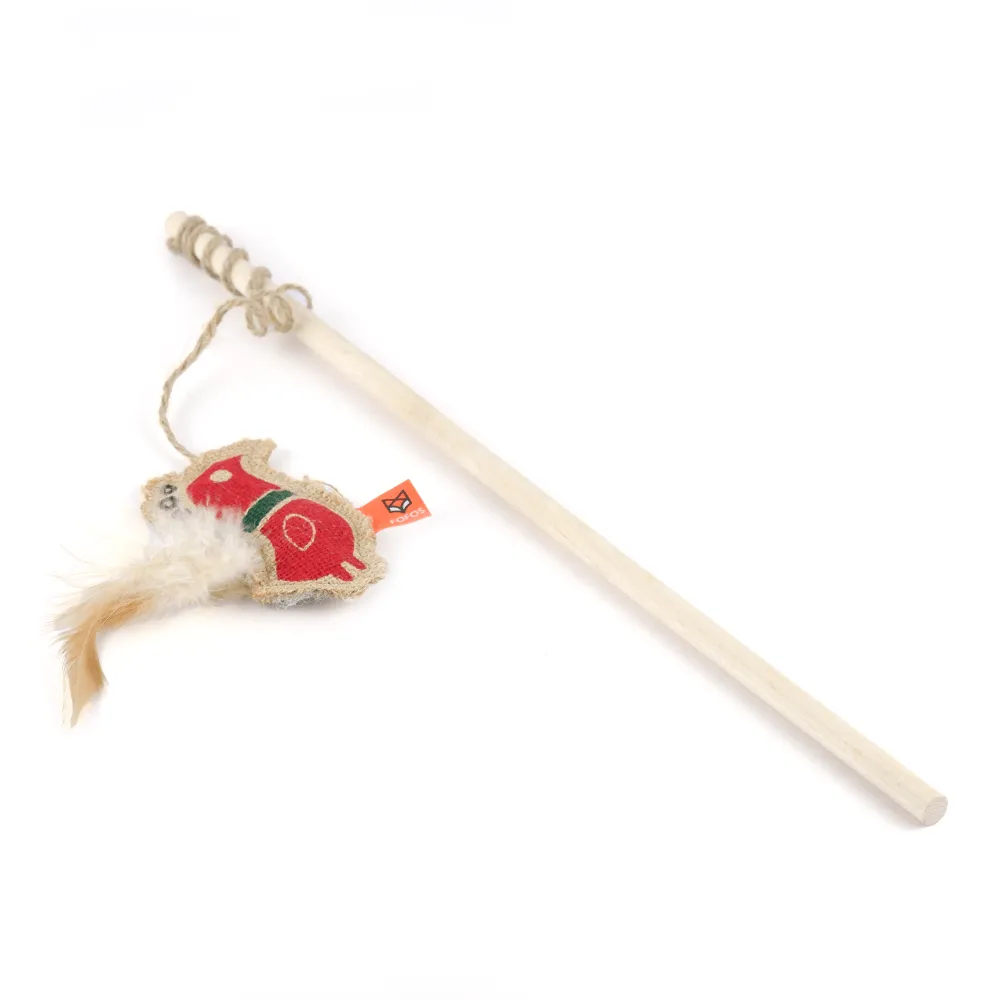 Fofos Scandi Rooster with Wooden Stick Toy for Cats