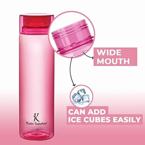 Kuber Industries Set of 6 Plastic Water Bottle | 1 Litre Round Plastic Water Bottle | Refrigerator Safe and BPA free PET Water Bottle |Perfect For School College Work Gym | Pack of 5 | Multicolour