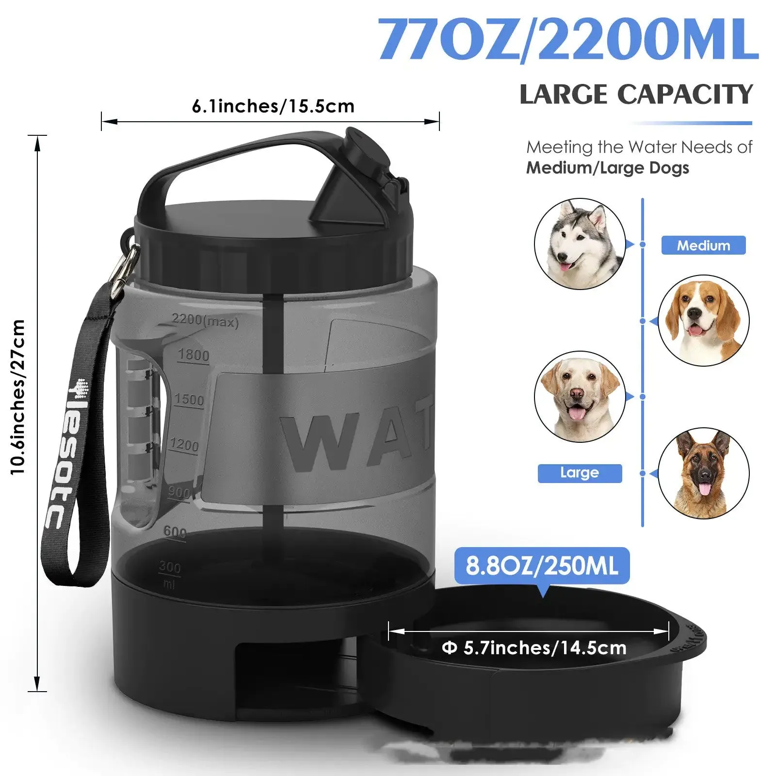 Large Capacity Dog Travel Water Bottle