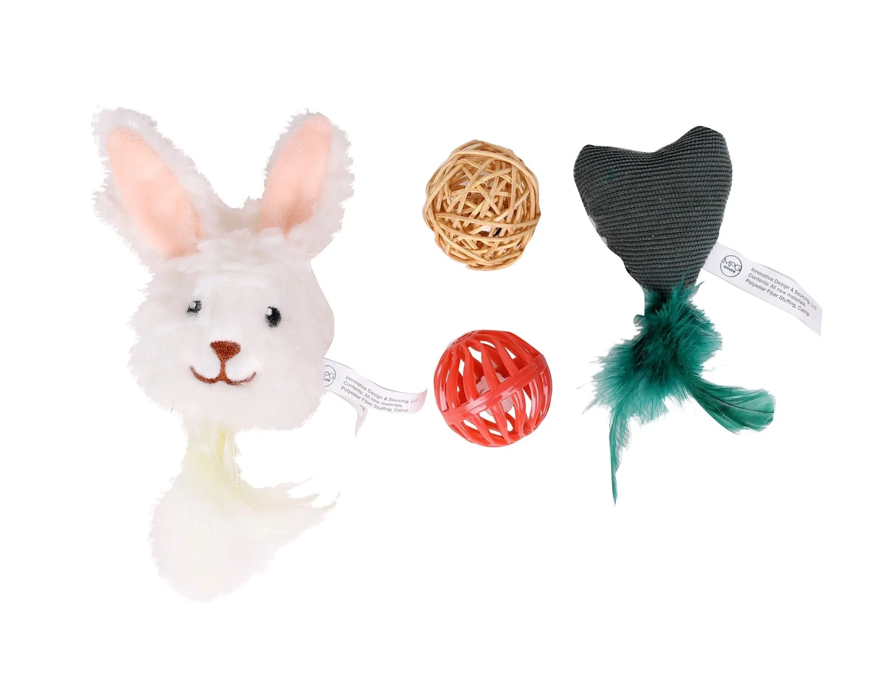 Meow & Me Woodland Cat 4 Piece Bunny Assortment Cat Toy