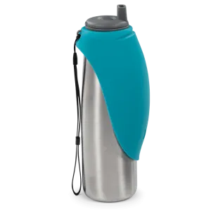 Messy Mutts Insulated Double Wall Dog Travel Water Bottle with flip up bowl