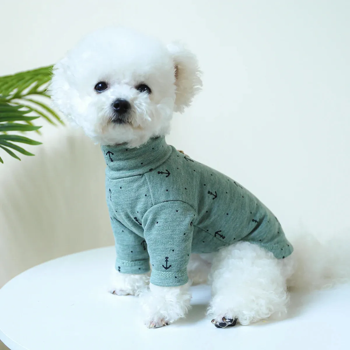 Nautical Chic: Spring and Autumn Thin Boat Anchor Pullover - Elastic Pajamas with Drawstring Buckle for Small to Medium Dogs and Cats