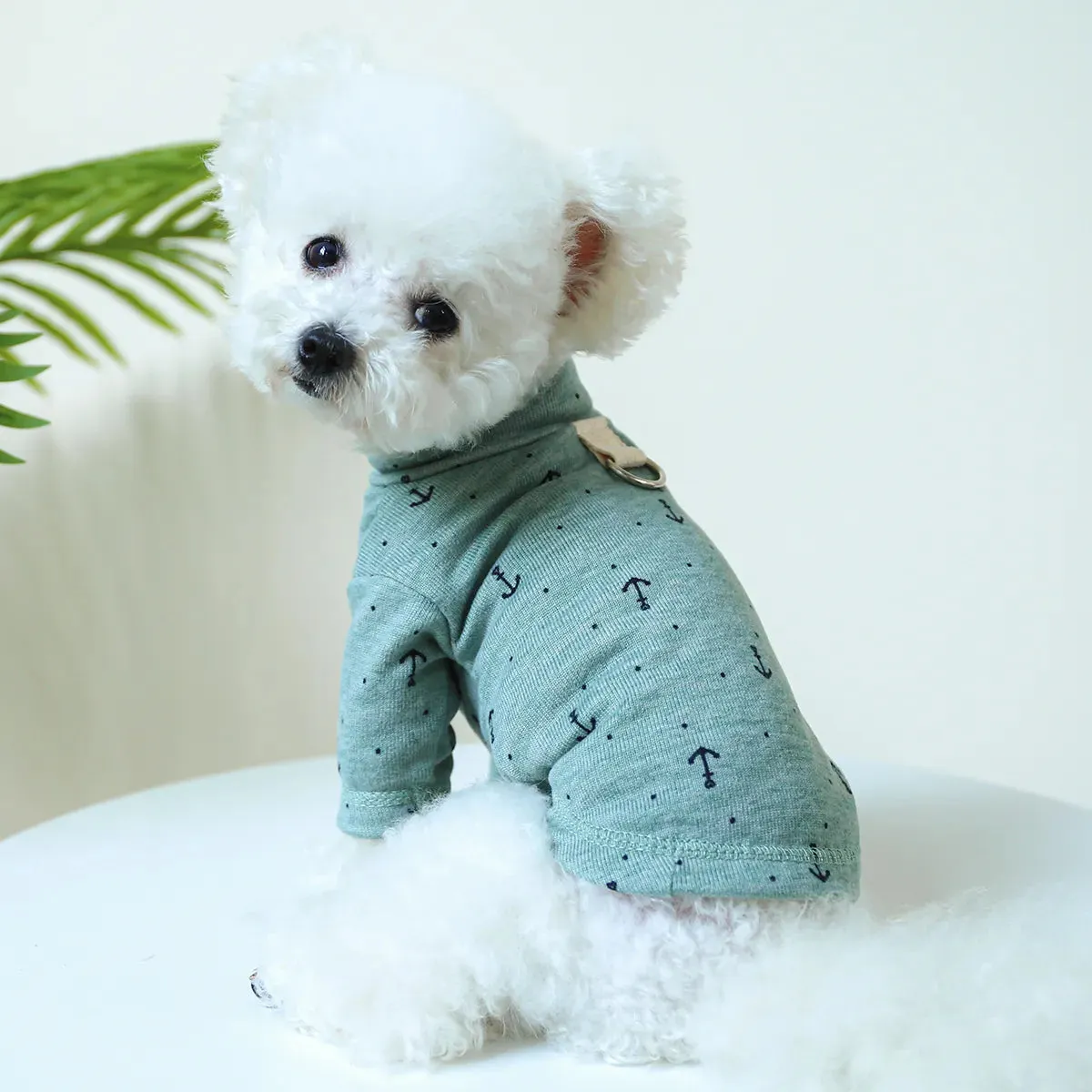 Nautical Chic: Spring and Autumn Thin Boat Anchor Pullover - Elastic Pajamas with Drawstring Buckle for Small to Medium Dogs and Cats