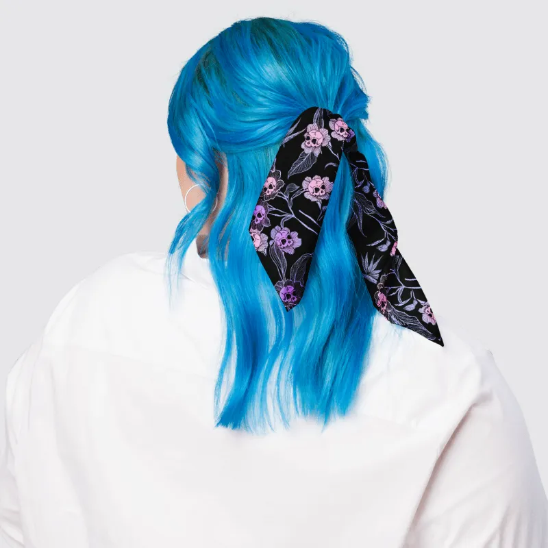 Pastel Goth Floral Bandana - Pink   Black