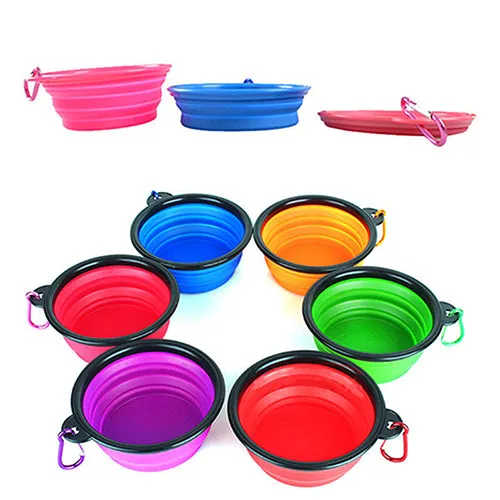 Pet Dog Portable Silicone Collapsible Travel Feeding Bowl Food Water Dish Feeder