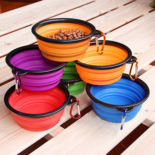 Pet Dog Portable Silicone Collapsible Travel Feeding Bowl Food Water Dish Feeder