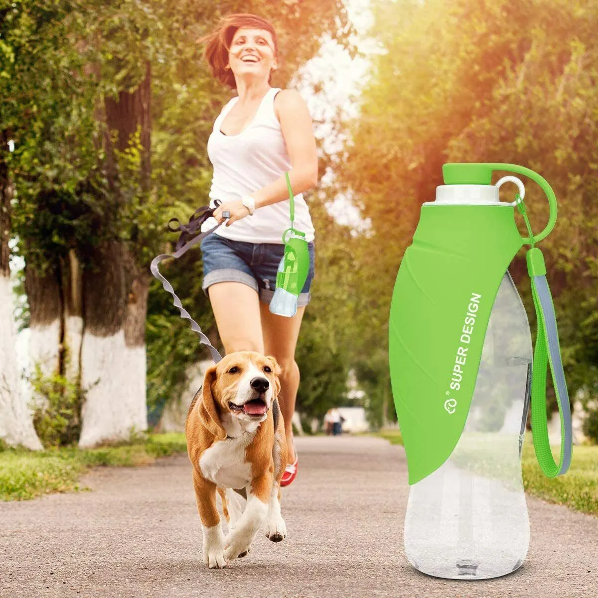 Pet Water Bottle for Travel Portable Water Dispenser for Dogs Pet Waste Bag 20Oz