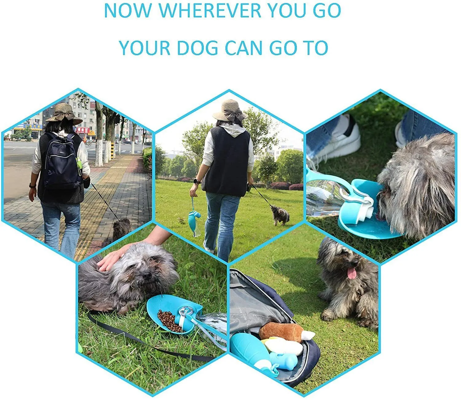 Pet Water Bottle for Travel Portable Water Dispenser for Dogs Pet Waste Bag 20Oz