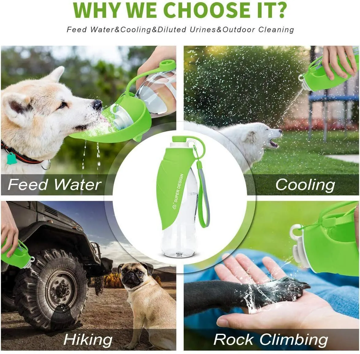 Pet Water Bottle for Travel Portable Water Dispenser for Dogs Pet Waste Bag 20Oz