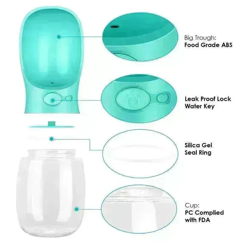 Portable Dog Water Bottle 350-550ML: Travel Bowl Dispenser