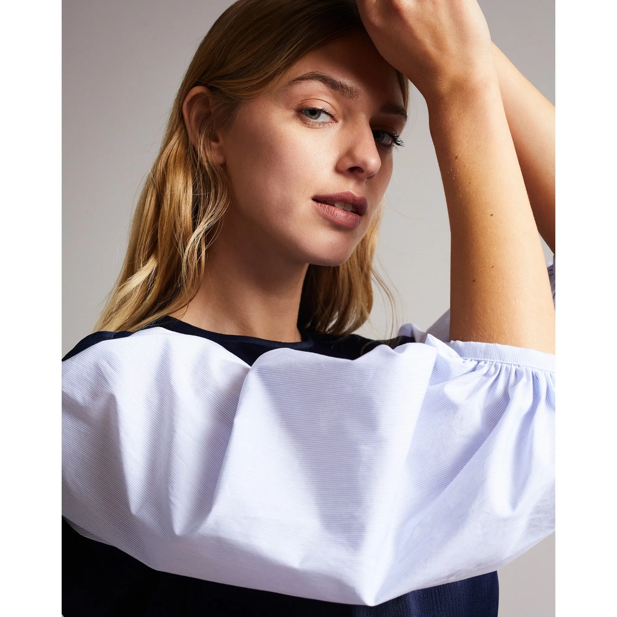 Women Wmd-Kaytei-Belted Midi Dress With Puff Sleeve - Navy