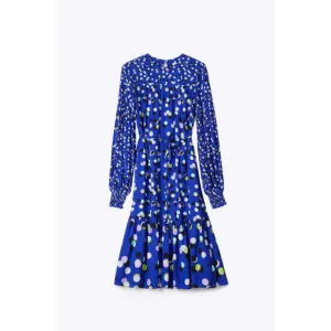 Women Wmd-Skylea-Midi Dress With Balloon Sleeve - Blue